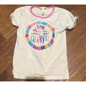 Matilda Jane Girls White "You‎ Make the World More Colorful" T-Shirt Size 6